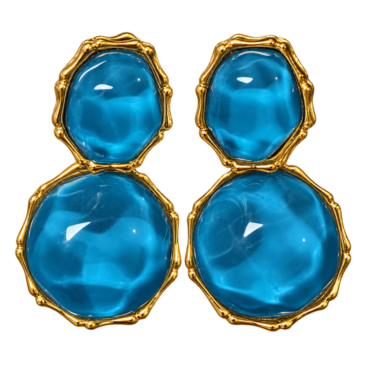 Azure Muse Blue Stone Gold-Tone Drop Earrings